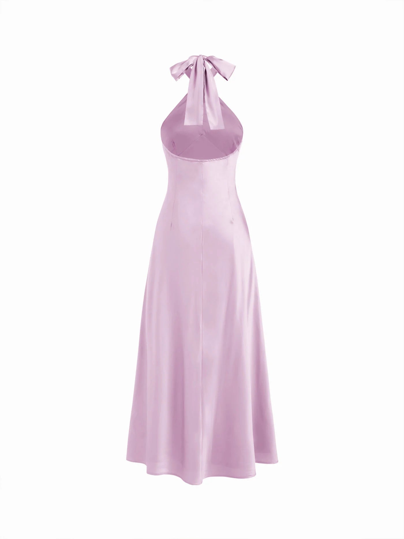Vestido Maxi A-line con nudo y cuello halter de satén - Viola