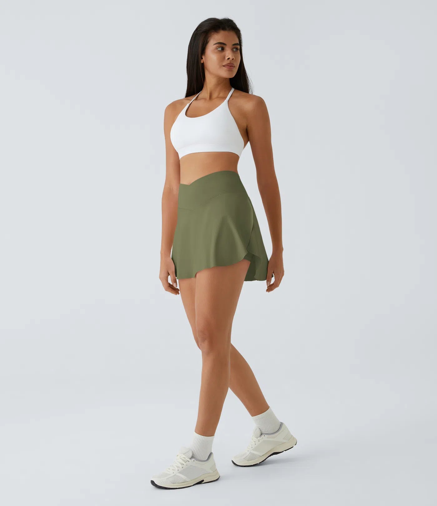 SoftlyZero™ Falda Cruzada Transpirable 2 en 1 de Tenis con Toque Fresco - Verde Loden
