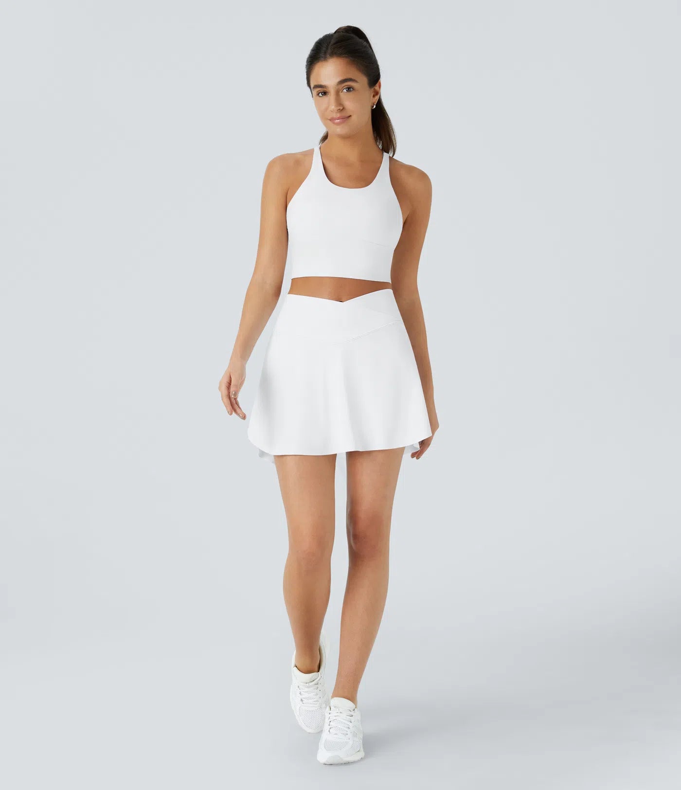 SoftlyZero™ Falda Cruzada Transpirable 2 en 1 de Tenis con Toque Fresco - Blanco