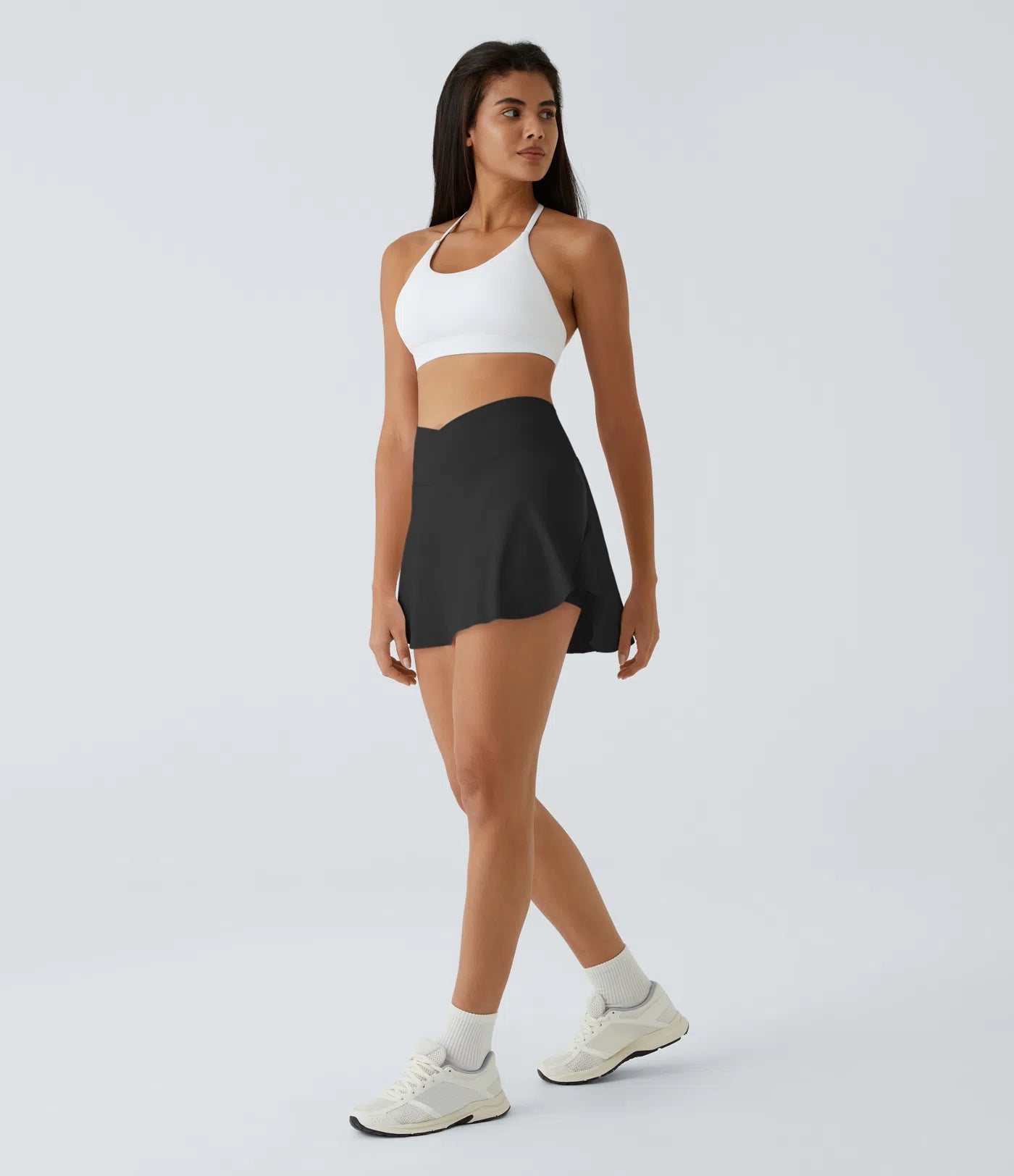 SoftlyZero™ Falda Cruzada Transpirable 2 en 1 de Tenis con Toque Fresco - Negro
