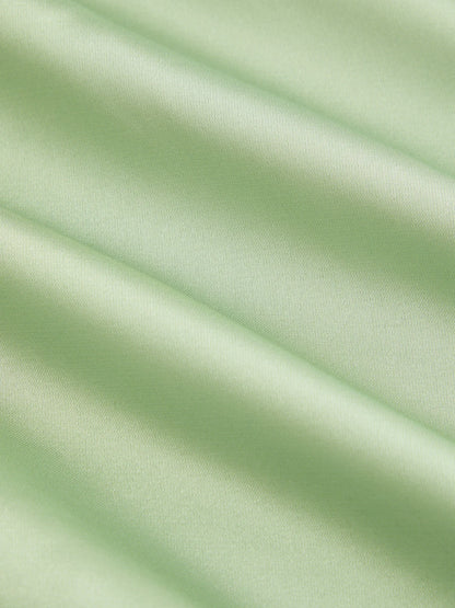Vestido Maxi A-line con nudo y cuello halter de satén - Verde Matcha