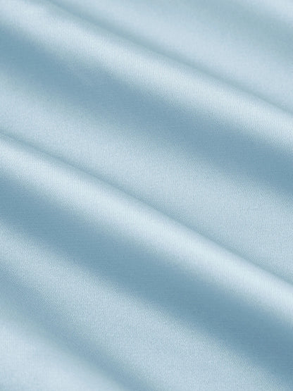 Vestido Maxi A-line con nudo y cuello halter de satén - Azul Cielo