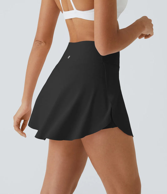 SoftlyZero™ Falda Cruzada Transpirable 2 en 1 de Tenis con Toque Fresco - Negro
