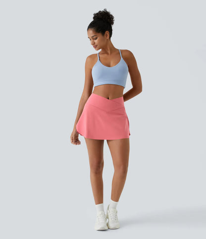 SoftlyZero™ Falda Cruzada Transpirable 2 en 1 de Tenis con Toque Fresco -  Rosa Concha