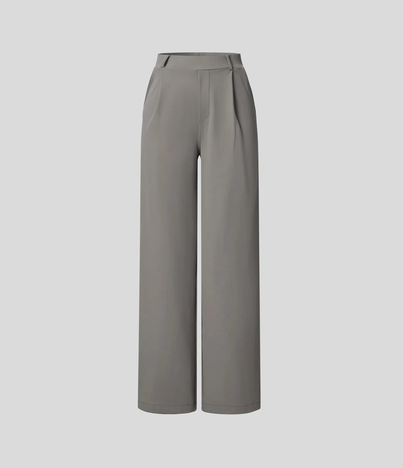 Pantalones de trabajo de cintura alta con bolsillos y pernera recta - Gris