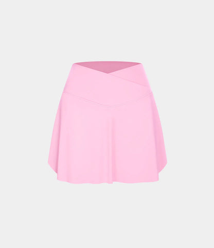 SoftlyZero™ Falda Cruzada Transpirable 2 en 1 de Tenis con Toque Fresco - Rosa