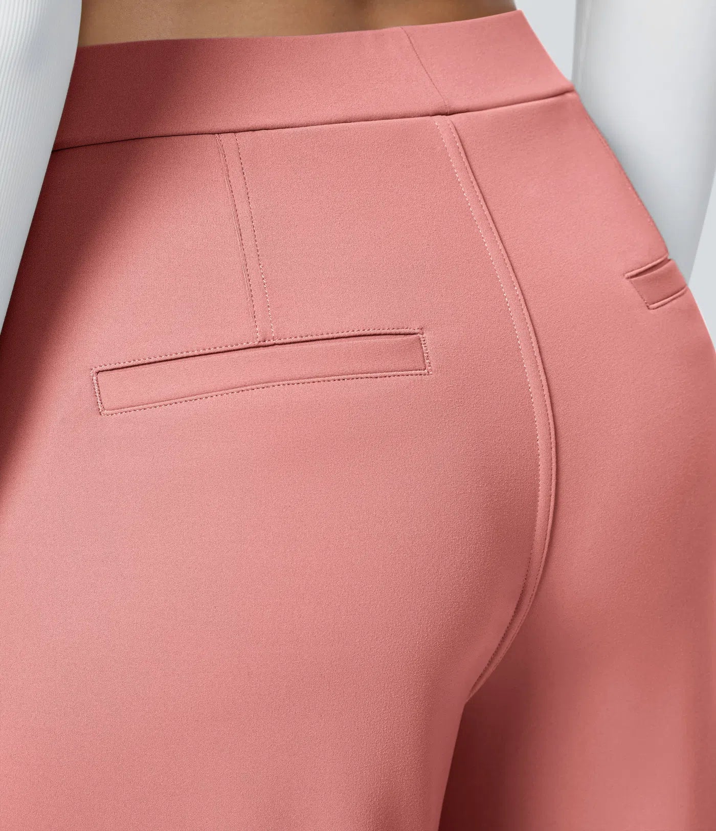 Pantalones de trabajo de cintura alta con bolsillos y pernera recta - Rosa Chuche