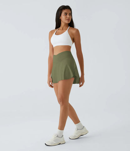 SoftlyZero™ Falda Cruzada Transpirable 2 en 1 de Tenis con Toque Fresco -  Verde Loden