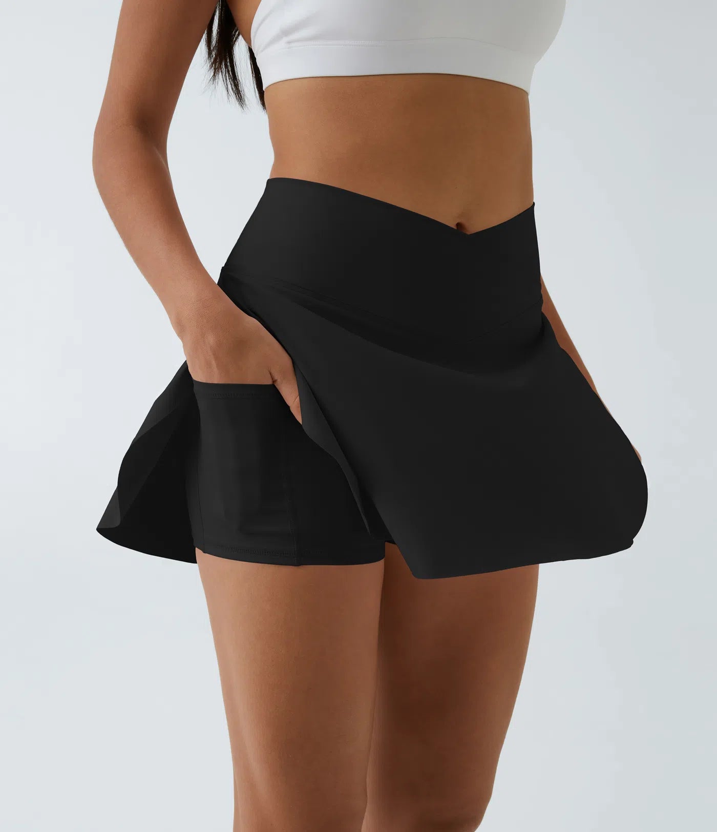 SoftlyZero™ Falda Cruzada Transpirable 2 en 1 de Tenis con Toque Fresco - Negro