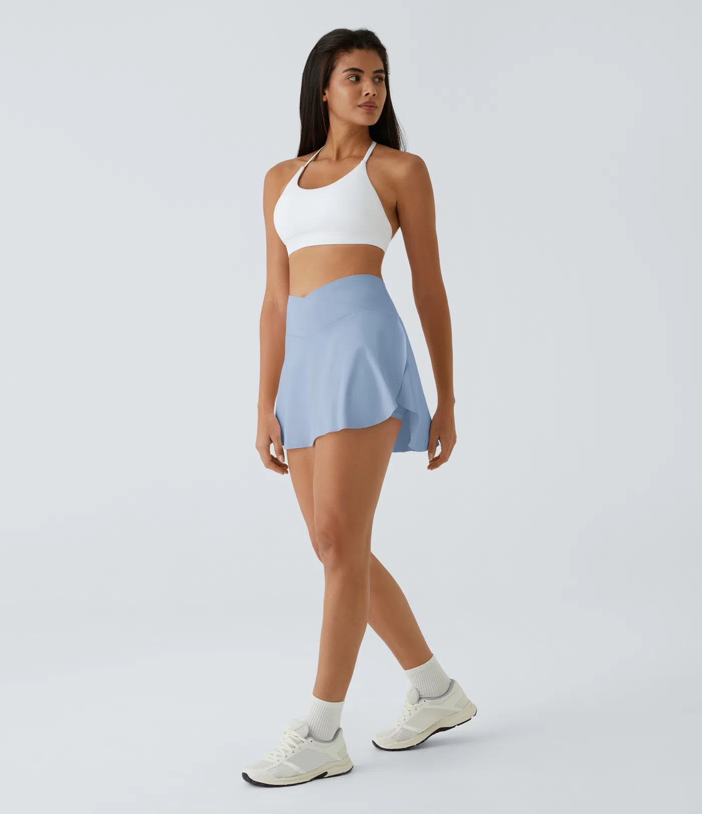 SoftlyZero™ Falda Cruzada Transpirable 2 en 1 de Tenis con Toque Fresco -  Azul Cambray