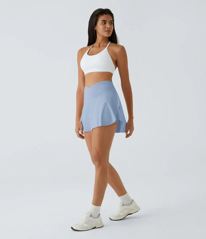 SoftlyZero™ Falda Cruzada Transpirable 2 en 1 de Tenis con Toque Fresco -  Azul Cambray