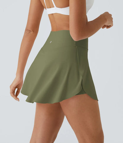 SoftlyZero™ Falda Cruzada Transpirable 2 en 1 de Tenis con Toque Fresco -  Verde Loden