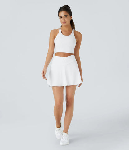 SoftlyZero™ Falda Cruzada Transpirable 2 en 1 de Tenis con Toque Fresco - Blanco