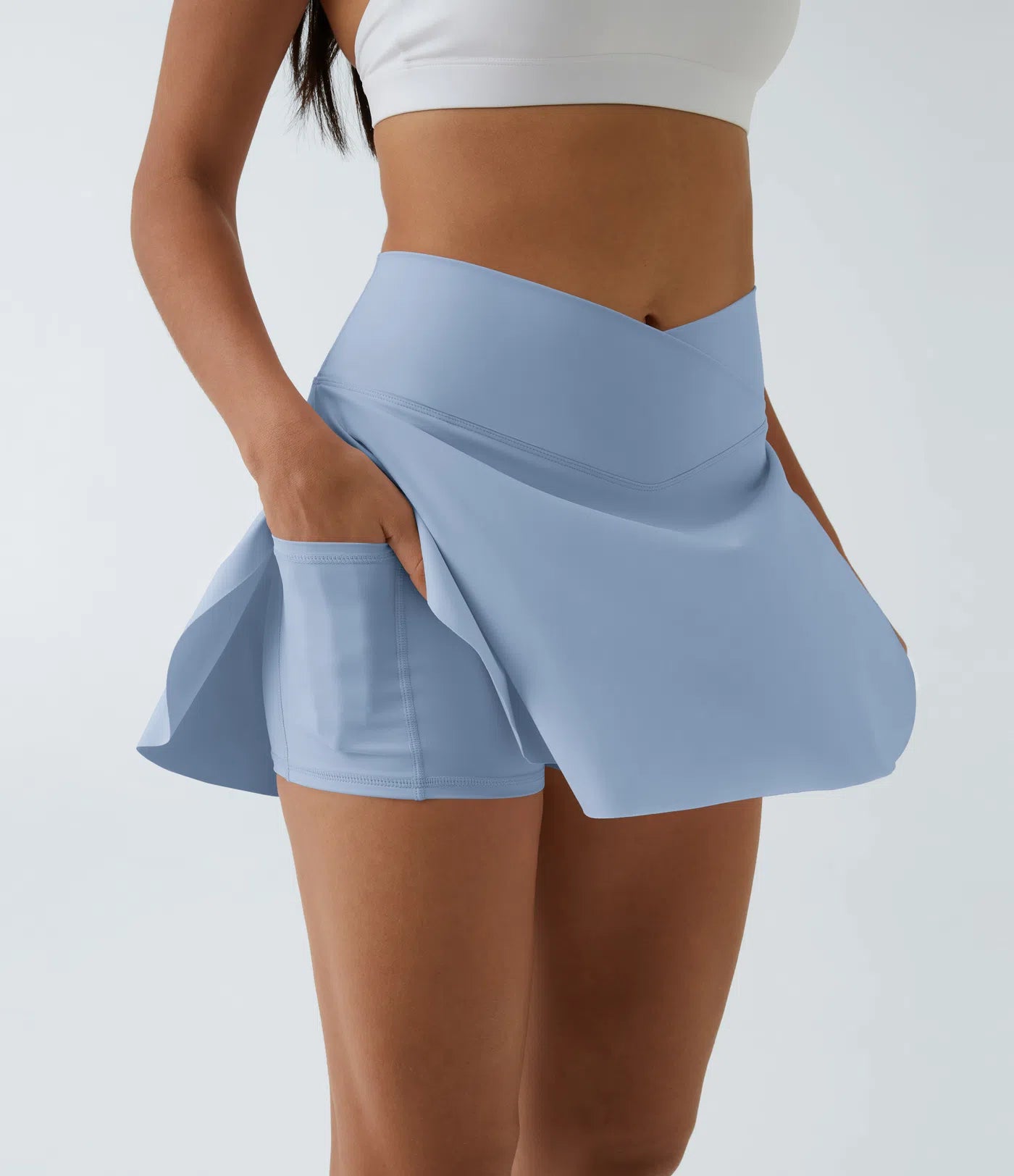 SoftlyZero™ Falda Cruzada Transpirable 2 en 1 de Tenis con Toque Fresco -  Azul Cambray