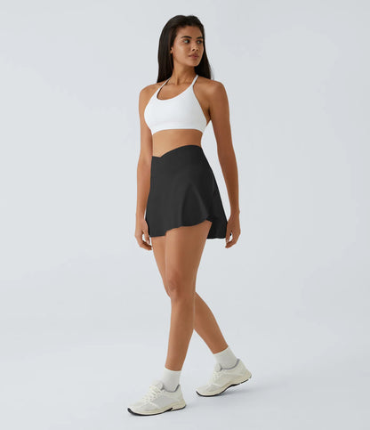 SoftlyZero™ Falda Cruzada Transpirable 2 en 1 de Tenis con Toque Fresco - Negro
