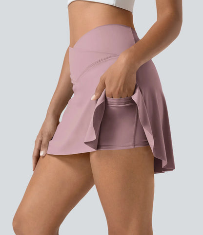 SoftlyZero™ Falda Cruzada Transpirable 2 en 1 de Tenis con Toque Fresco -  Lila