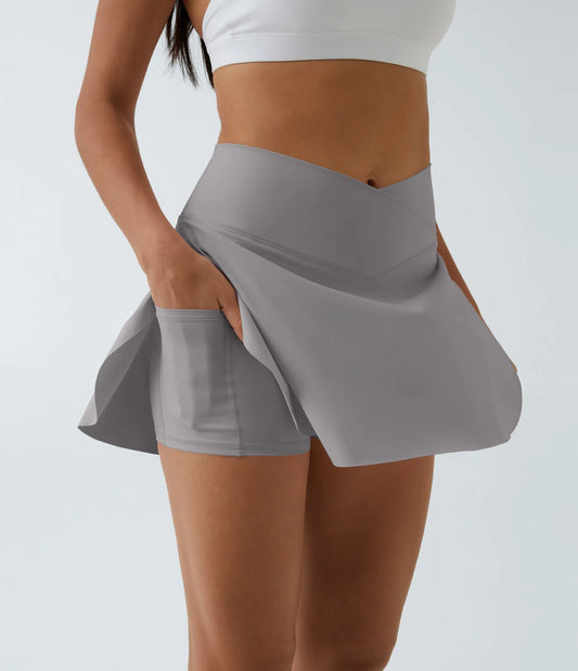 SoftlyZero™ Falda Cruzada Transpirable 2 en 1 de Tenis con Toque Fresco -  Griss