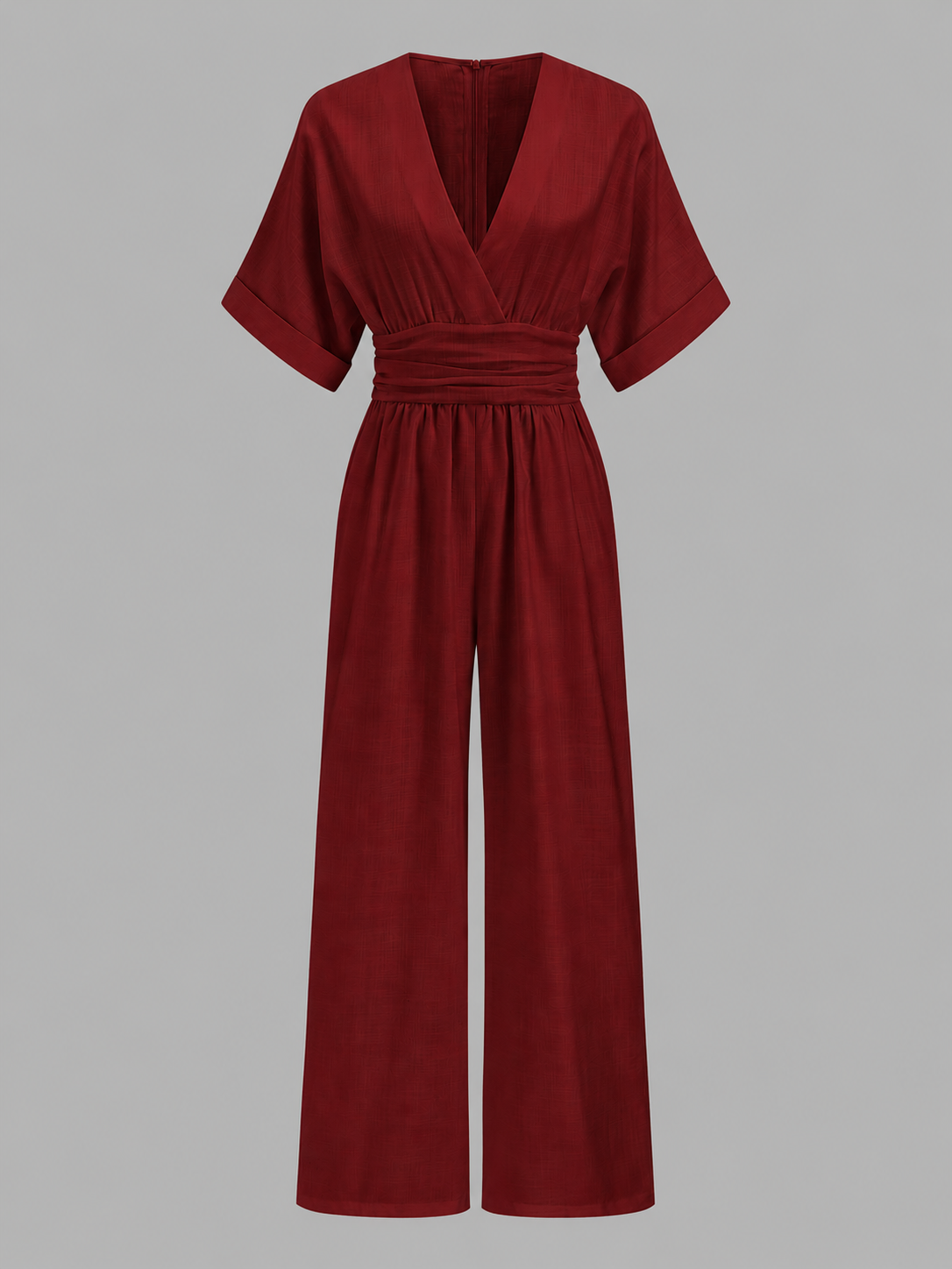 Mono Elegante con escote en V y pierna Ancha