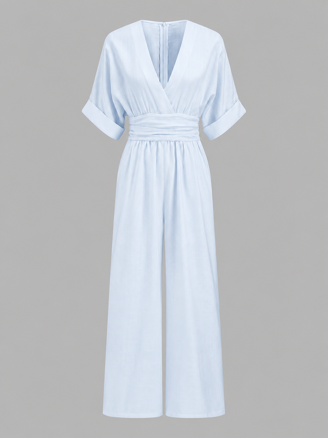 Mono Elegante con escote en V y pierna Ancha