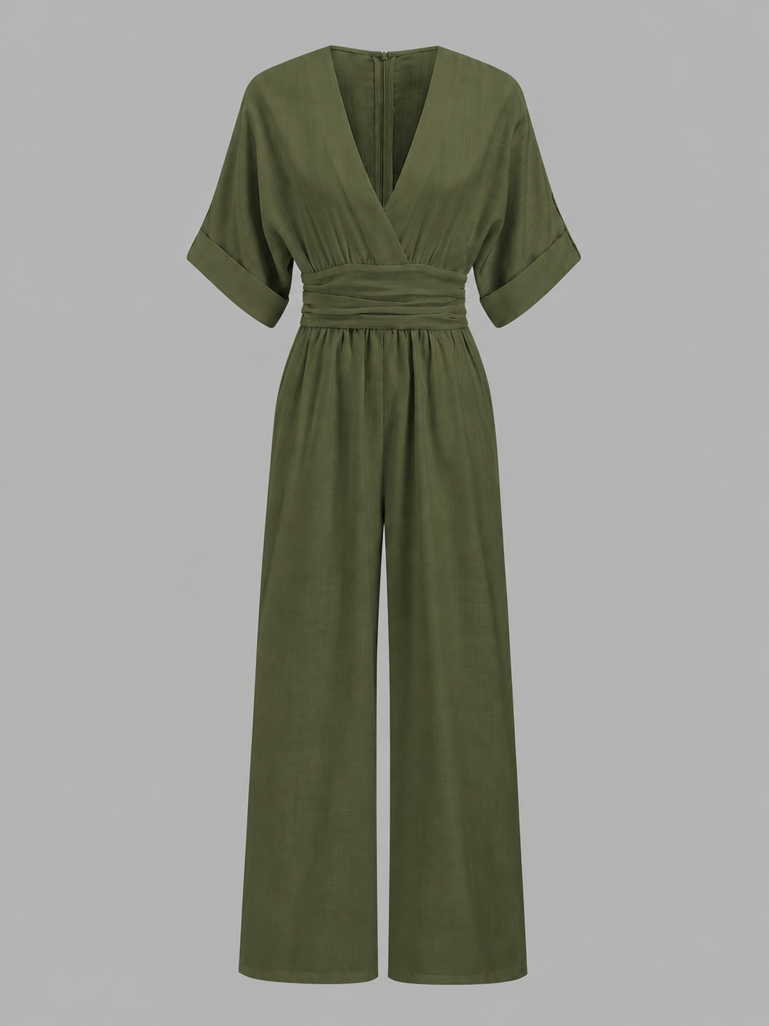 Mono Elegante con escote en V y pierna Ancha