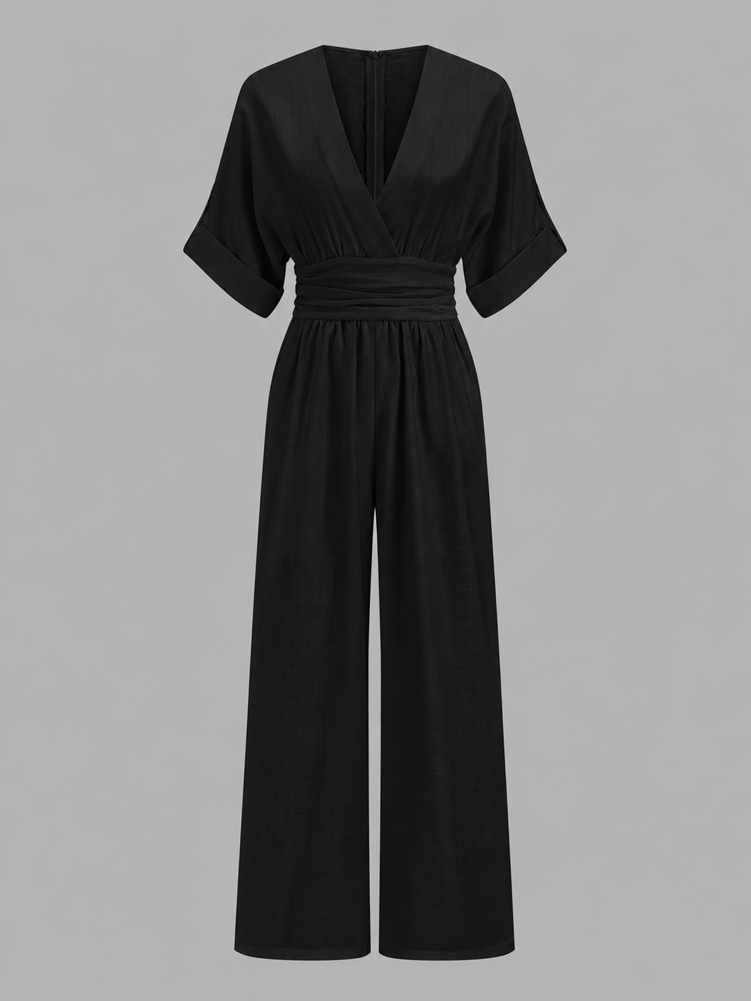 Mono Elegante con escote en V y pierna Ancha