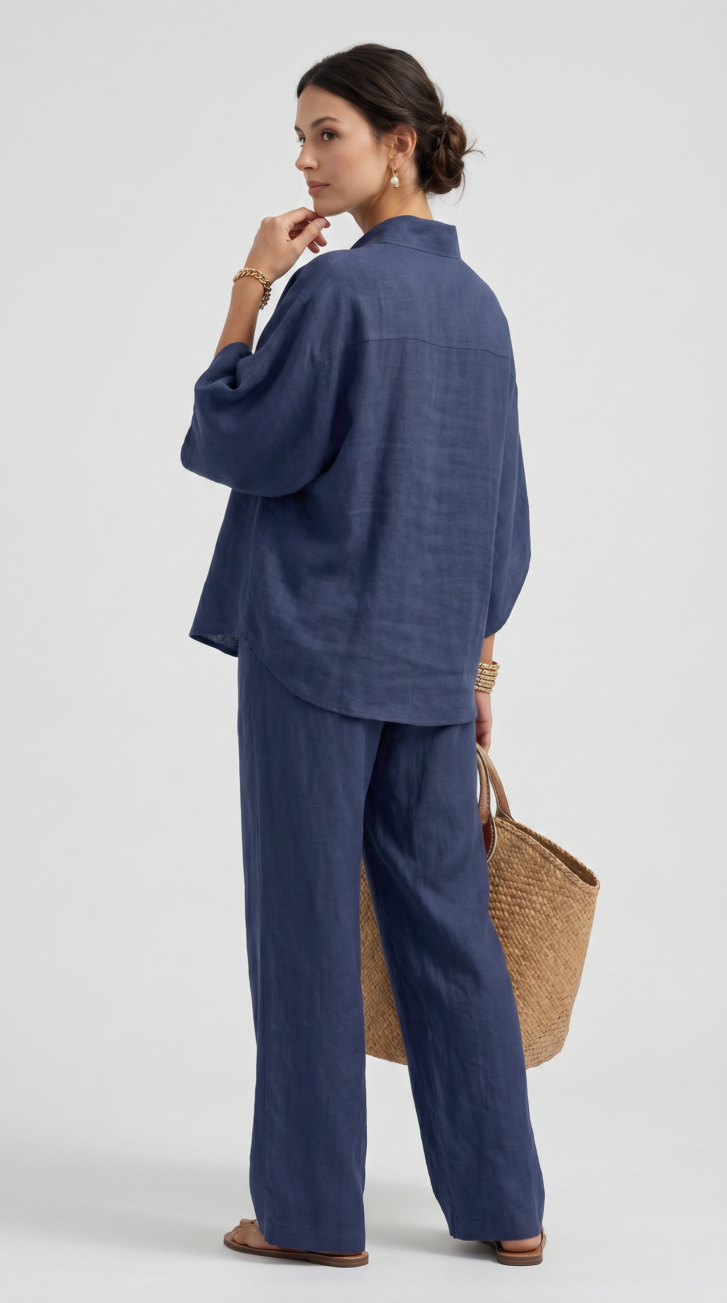 Maribel™ | Conjunto de lino con mangas y pantalón ancho