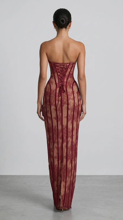 Julie | Maxii Dress - Encaje Burdeos