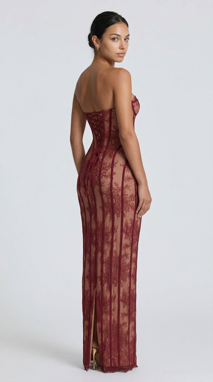 Julie | Maxii Dress - Encaje Burdeos