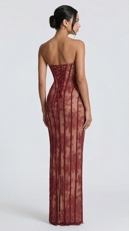 Julie | Maxii Dress - Encaje Burdeos