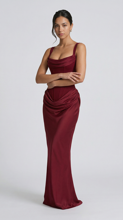 Julie | Hourglass Maxi - Burdeos