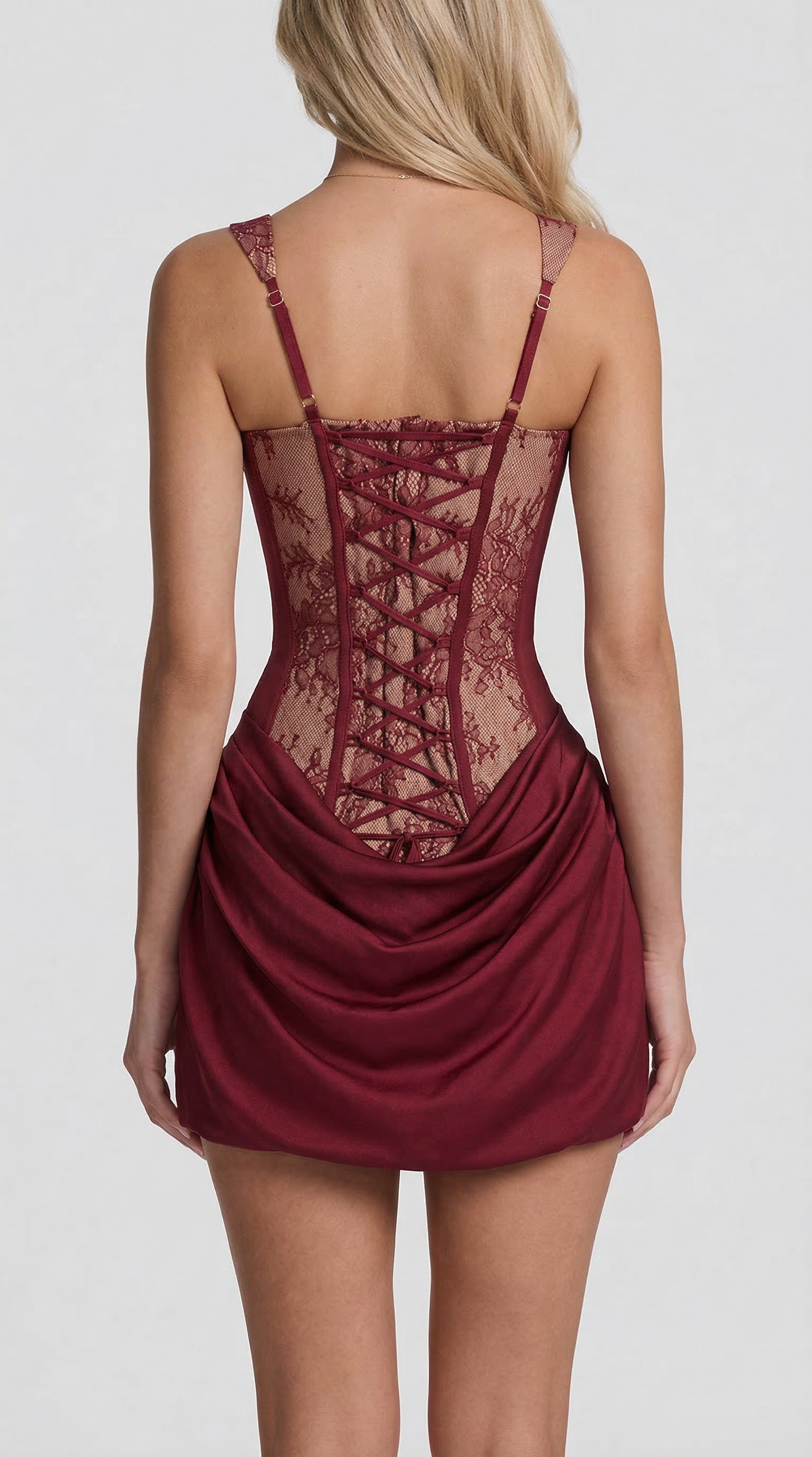 Chloe | Mini Dress - Burdeos encaje