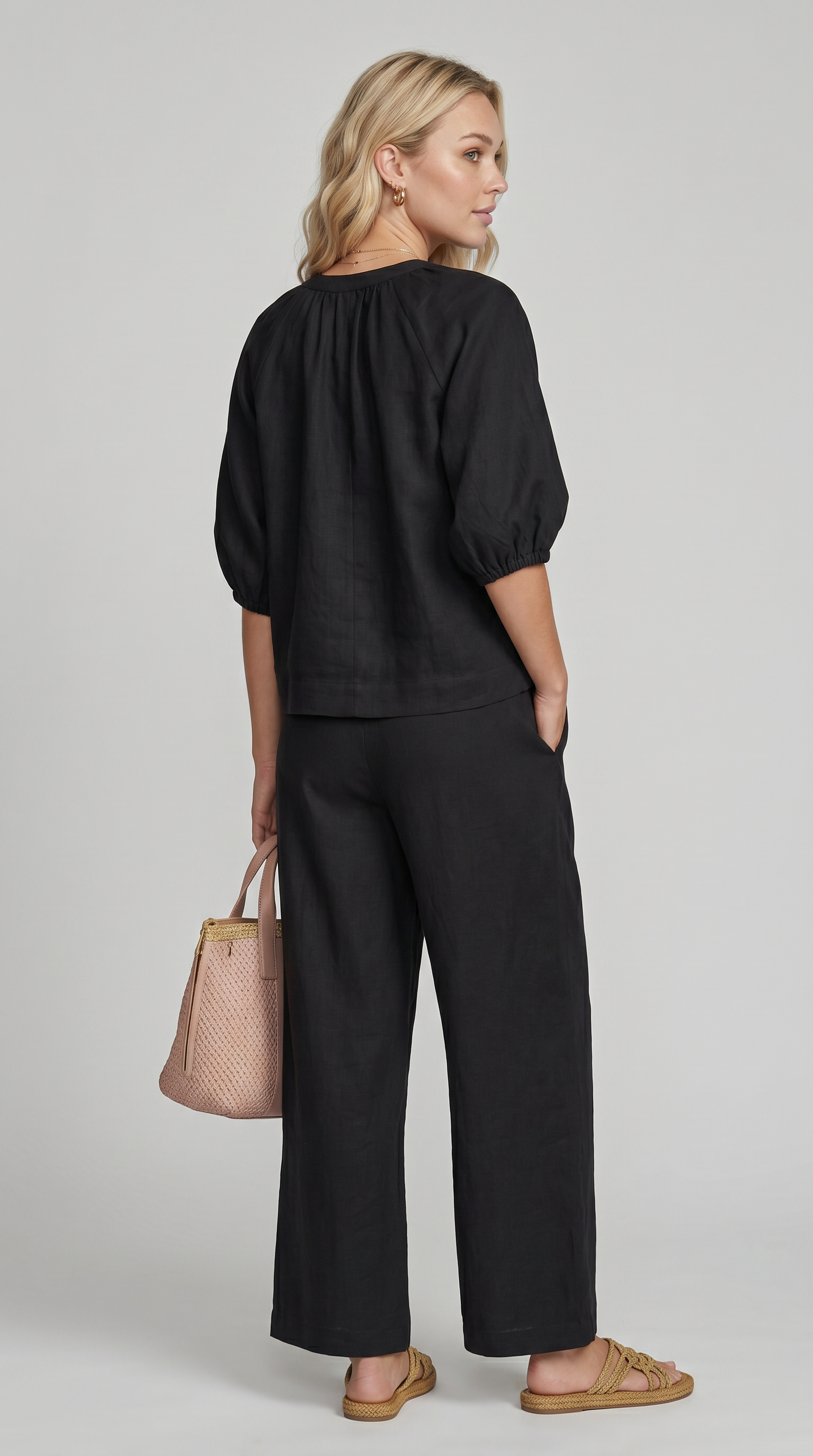 Alba | Conjunto de dos piezas: Camisa de estilo relajado y pantalón de pernera ancha