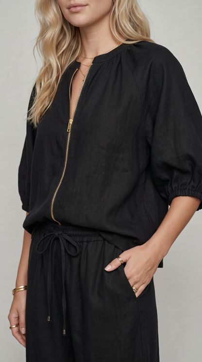 Alba | Conjunto de dos piezas: Camisa de estilo relajado y pantalón de pernera ancha