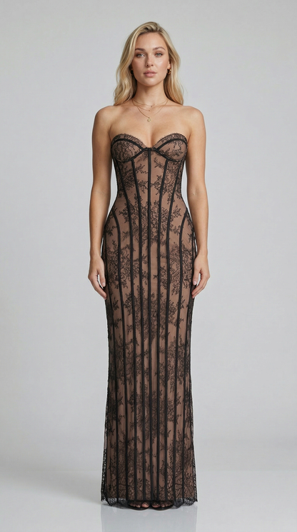 Julie | Maxii Dress - Encaje Burdeos