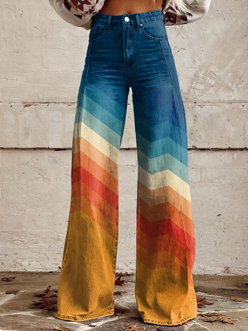 Léa - Pantalon Rétro Zigzag Élégante