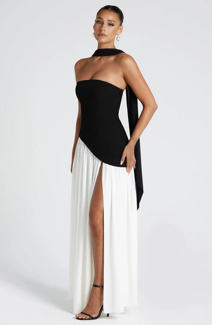 Aura Maxi Dress - Negro-Blanco