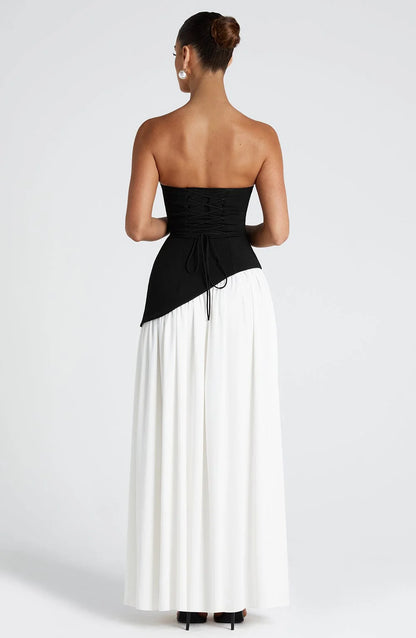 Aura Maxi Dress - Negro-Blanco