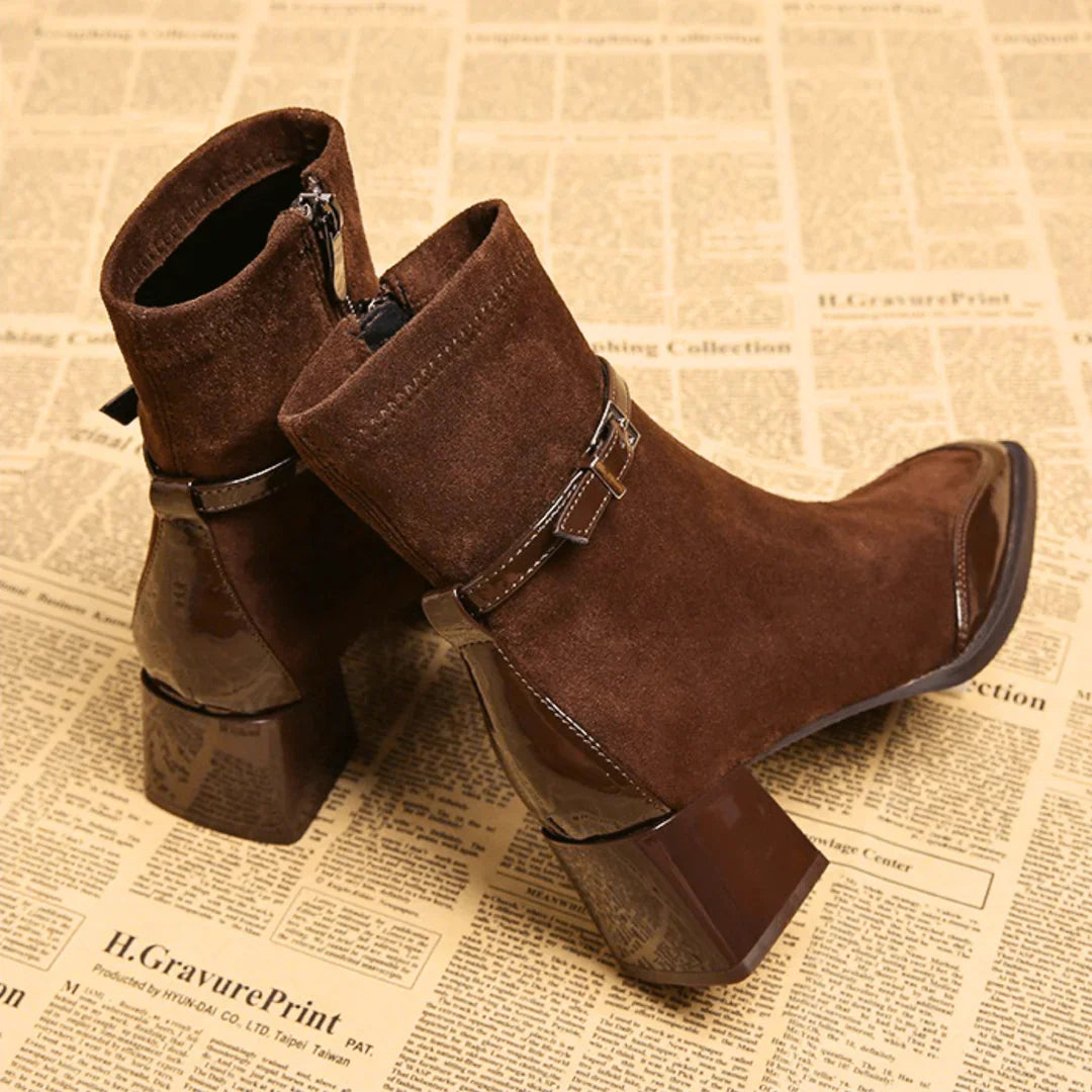 Avenor - Botines de efecto ante con hebilla