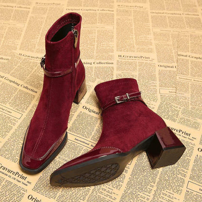 Avenor - Botines de efecto ante con hebilla